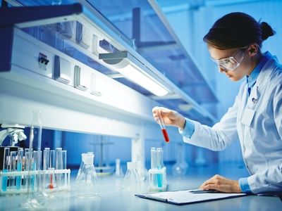 MaxiPharma staff member doing reseacrh